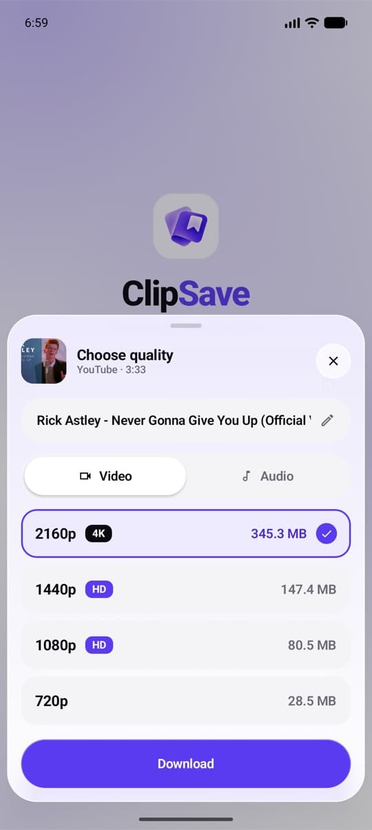 Choosing a video quality